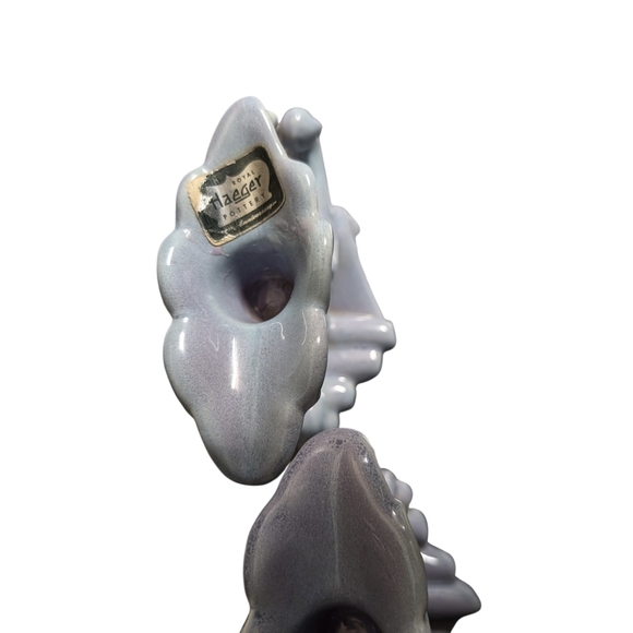 Haeger 2 Blue Ceramic Candle Holder - Picture 2 of 3